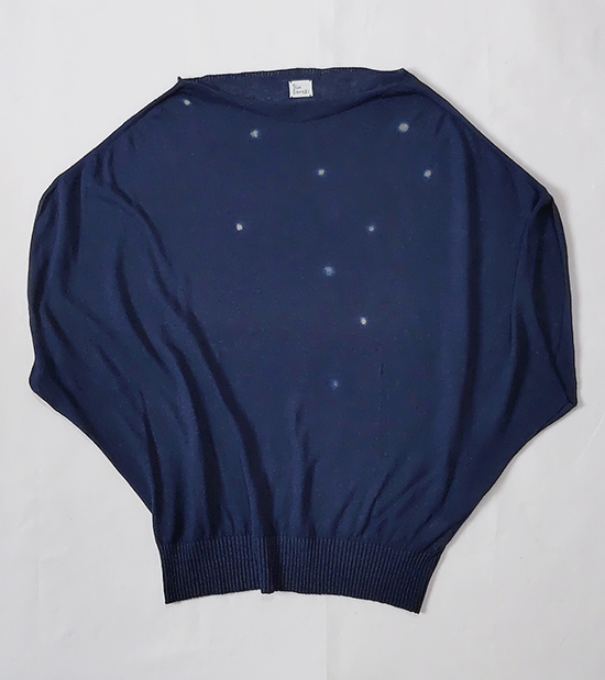蛍しぼり(藍の手染めドルマンスリーブ綿麻ニット)